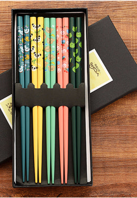 5 Pairs Japanese Style Non-Slip Reusable Natural Bamboo Chopstick